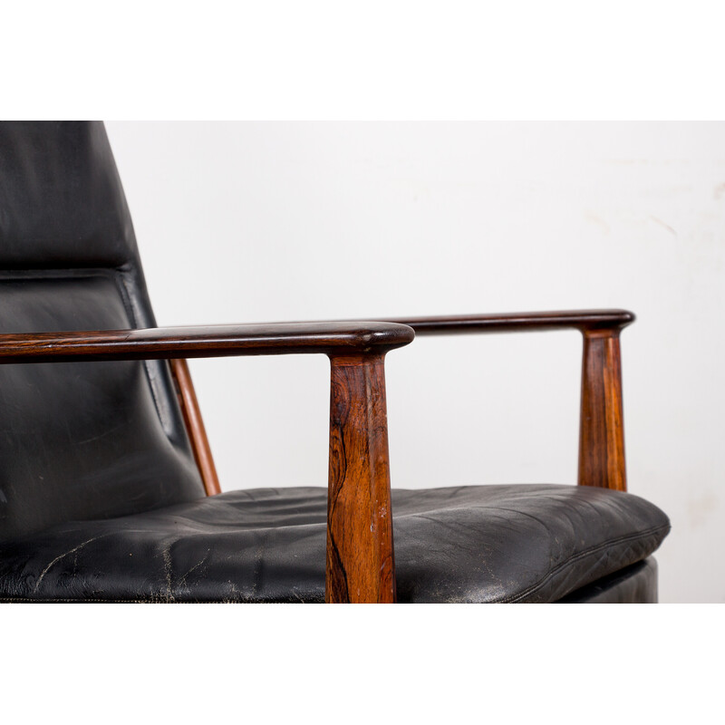 Vintage fauteuil model 419 in rozenhout en leer van Arne Vodder voor Sibast, Denemarken 1960