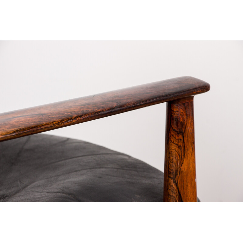 Vintage-Sessel Modell 419 aus Palisanderholz und Leder von Arne Vodder für Sibast, Dänemark 1960