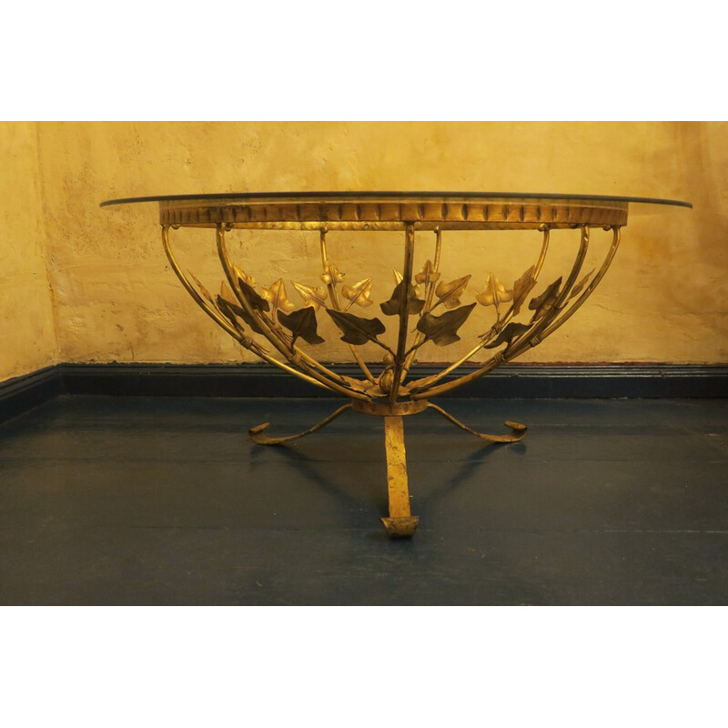 Vintage metal and glass coffee table by Hans Kögl, 1960s