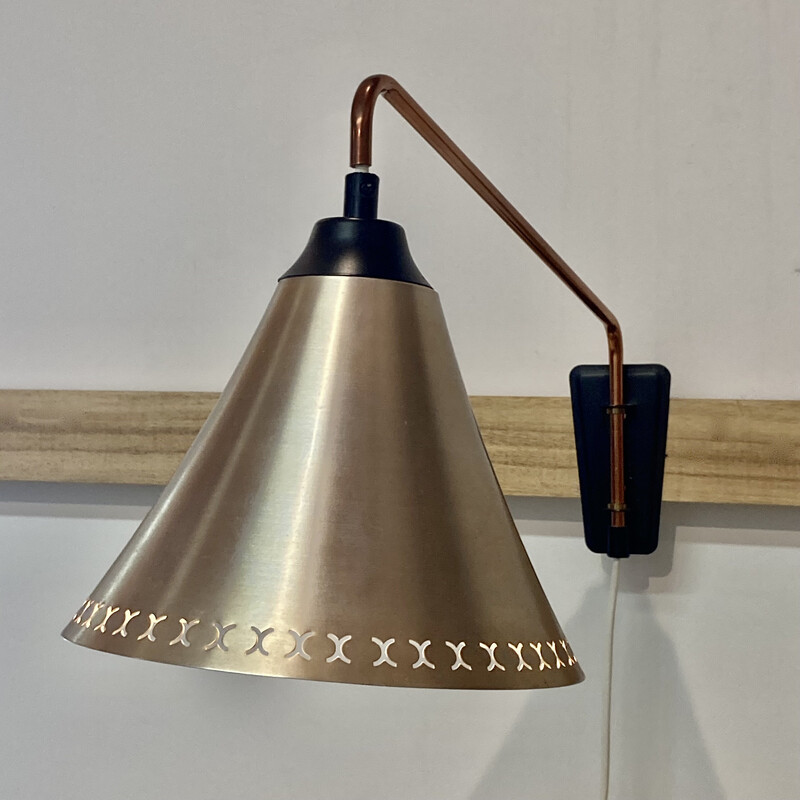 Scandinavian vintage metal wall lamp, 1950s