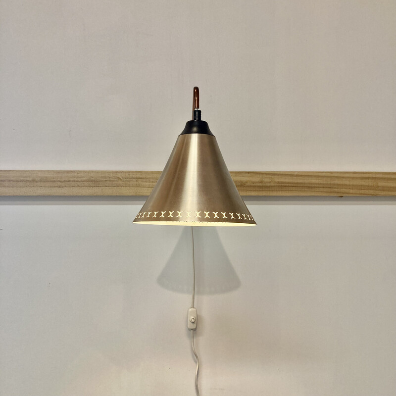 Scandinavische vintage metalen wandlamp, 1950