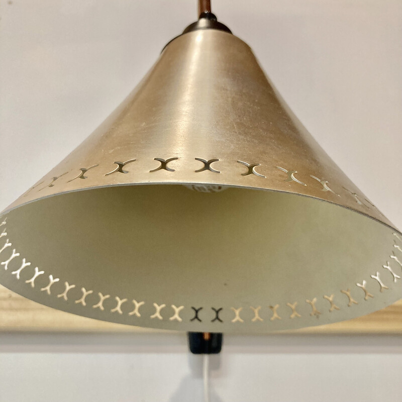 Scandinavische vintage metalen wandlamp, 1950
