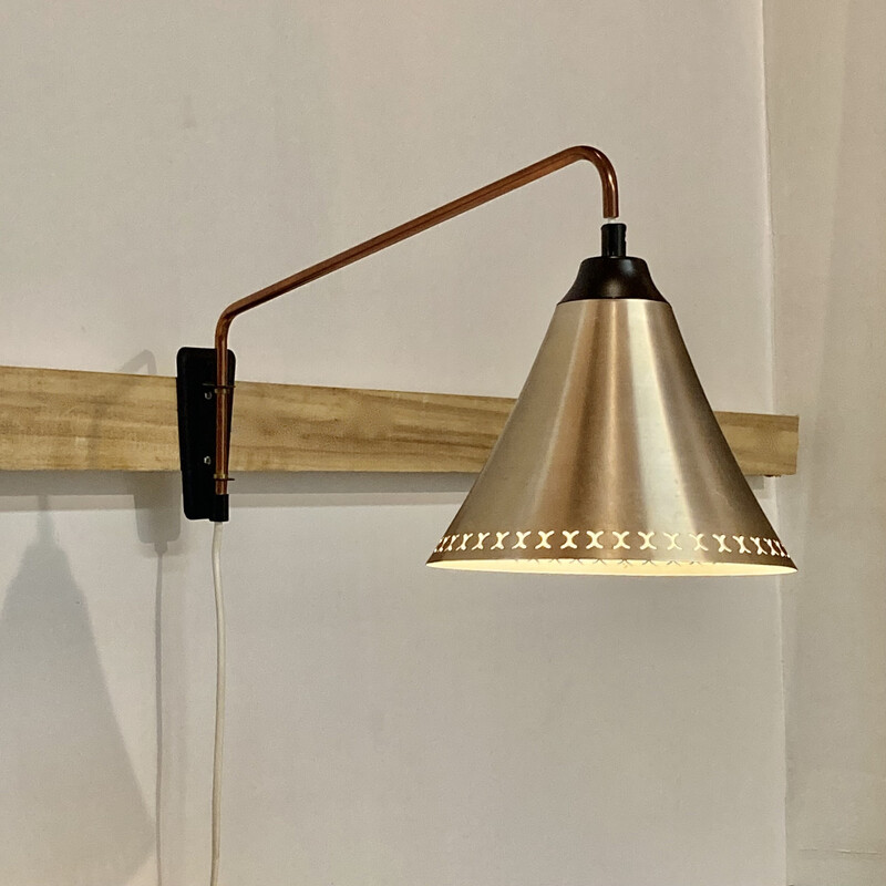 Scandinavian vintage metal wall lamp, 1950s