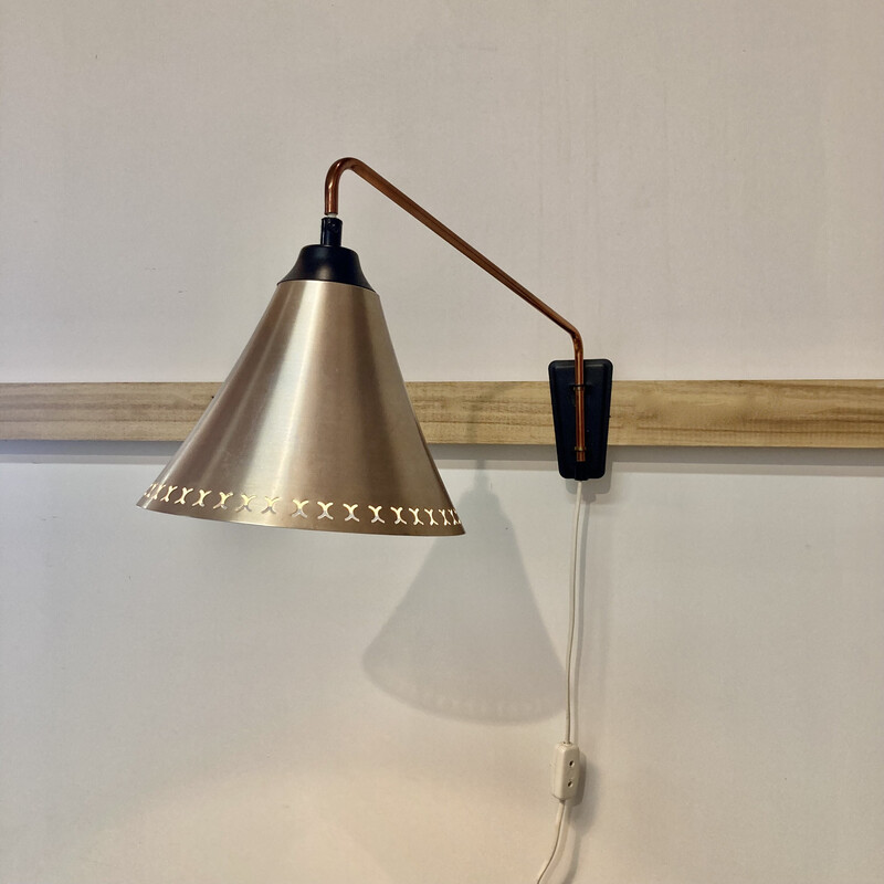 Scandinavian vintage metal wall lamp, 1950s