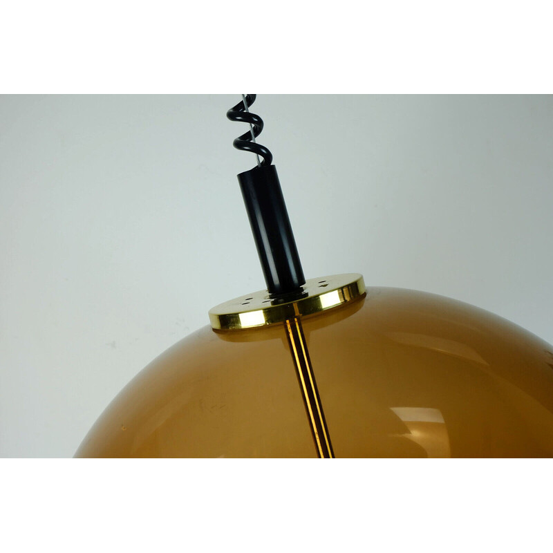 Vintage space age pendant lamp in acrylic and brass by Richard Essig, Germany 1970s