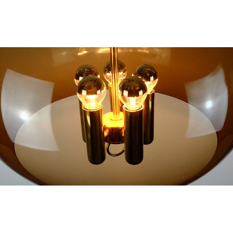 Vintage space age pendant lamp in acrylic and brass by Richard Essig, Germany 1970s