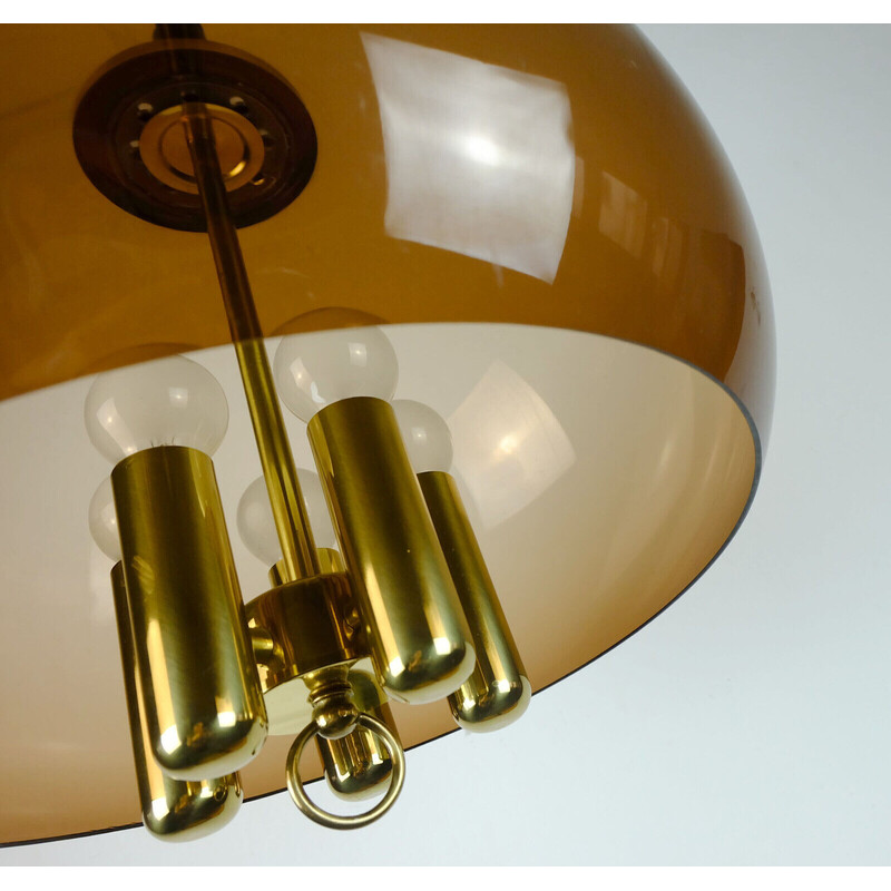 Vintage space age pendant lamp in acrylic and brass by Richard Essig, Germany 1970s