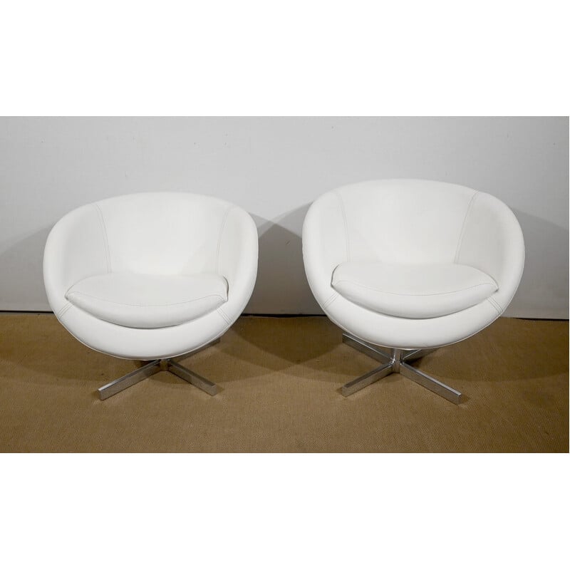 Pair of vintage leatherette ball chairs by Carlo Bimbi, Italy 1970s