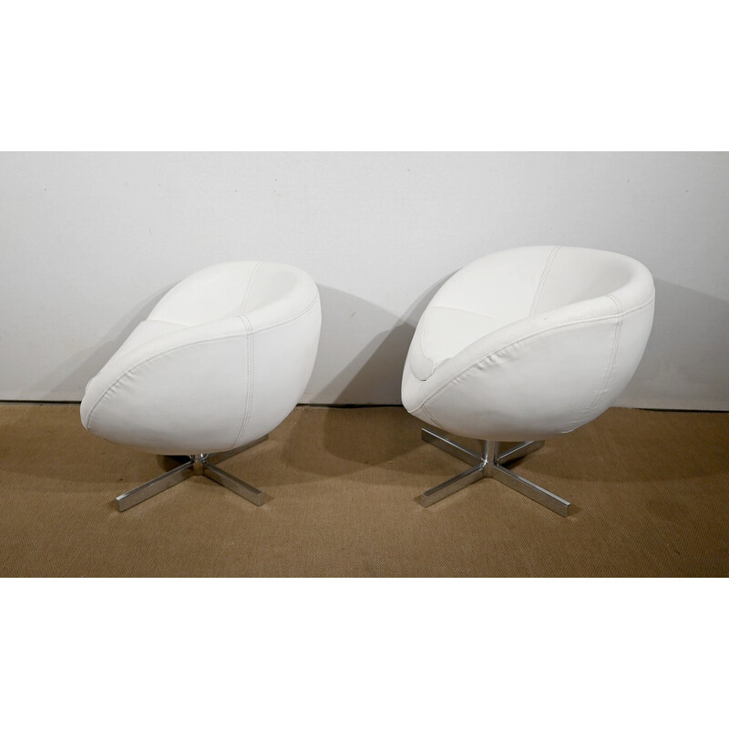 Pair of vintage leatherette ball chairs by Carlo Bimbi, Italy 1970s