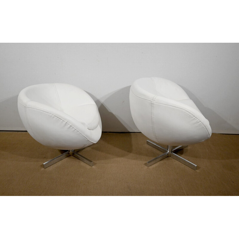 Pair of vintage leatherette ball chairs by Carlo Bimbi, Italy 1970s