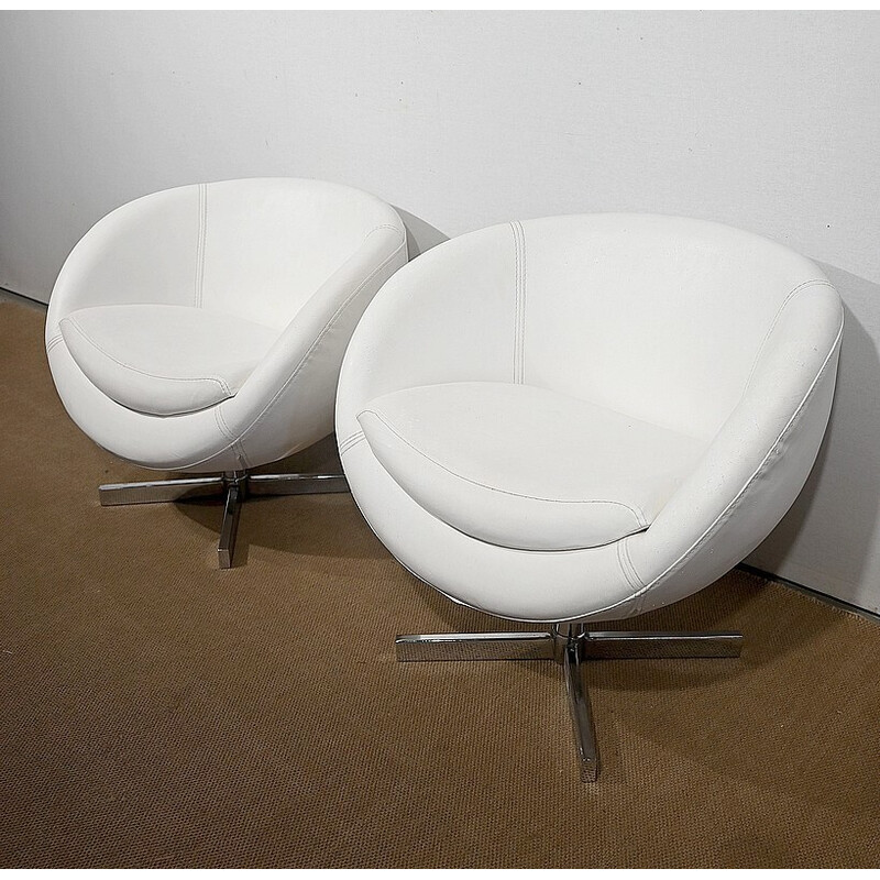 Pair of vintage leatherette ball chairs by Carlo Bimbi, Italy 1970s