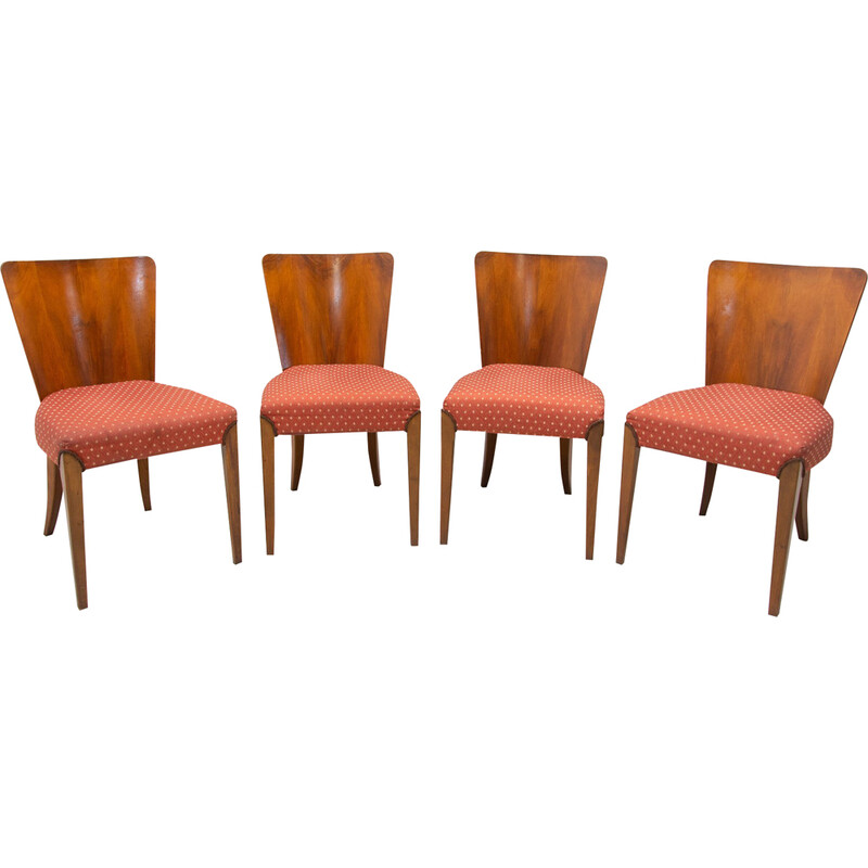 Set van 4 vintage Art Deco eetkamerstoelen H-214 van Jindrich Halabala voor Úp Závody, jaren 1950