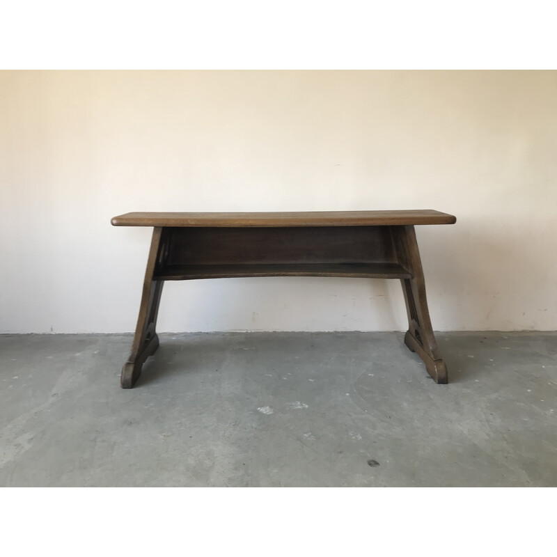 Vintage arts and crafts bench in oakwood