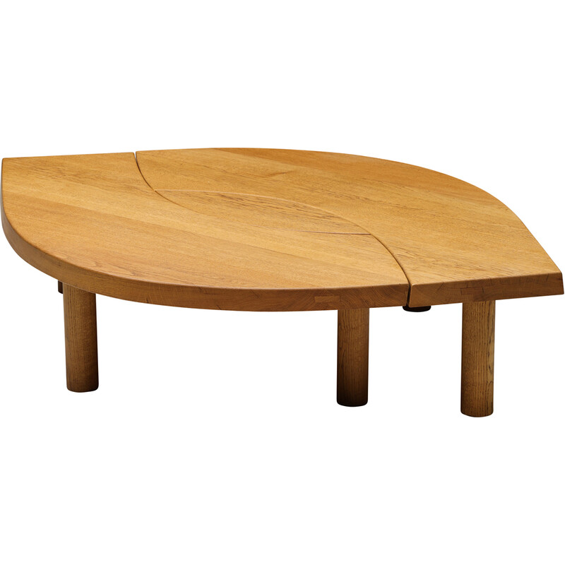 Vintage oakwood coffee table T22C L'oeil by Pierre Chapo, 1972