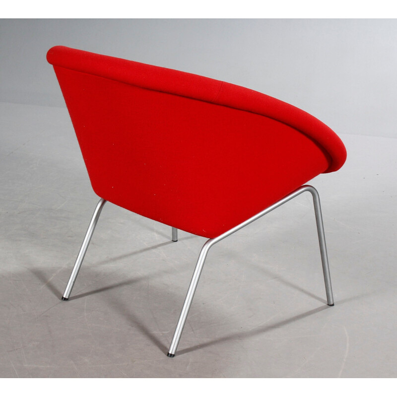 Fauteuil vintage 369 en laine rouge et acier chromé pour Knoll, Allemagne 1956