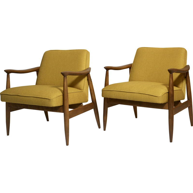 Pair of vintage Gfm-87 armchairs by Juliusz Kedziorek, 1960