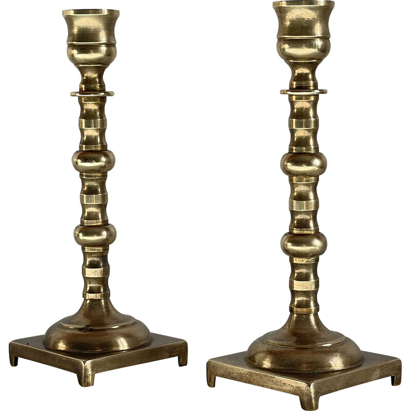 Pair of vintage brass candlesticks, England