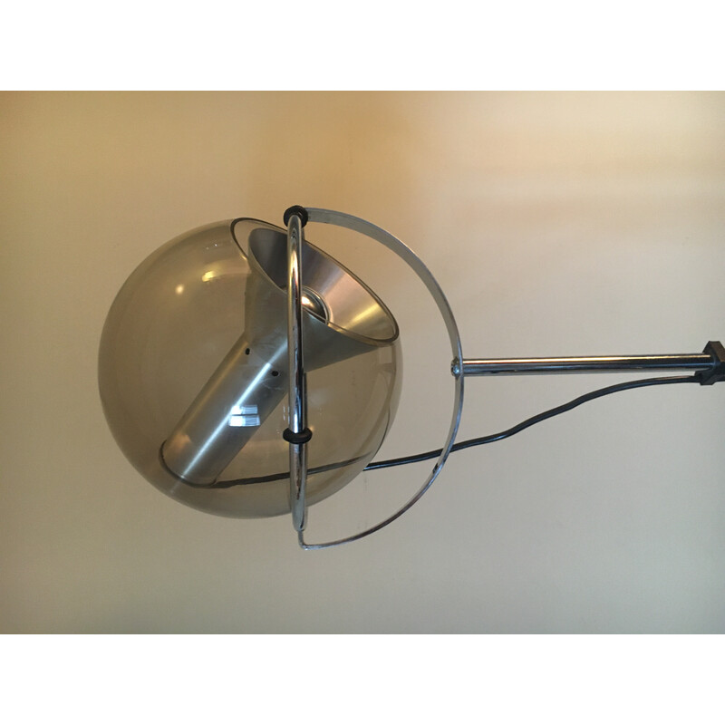 Vintage Ball vloerlamp in glas, aluminium en verchroomd metaal van Frank Ligtelijn voor Raak