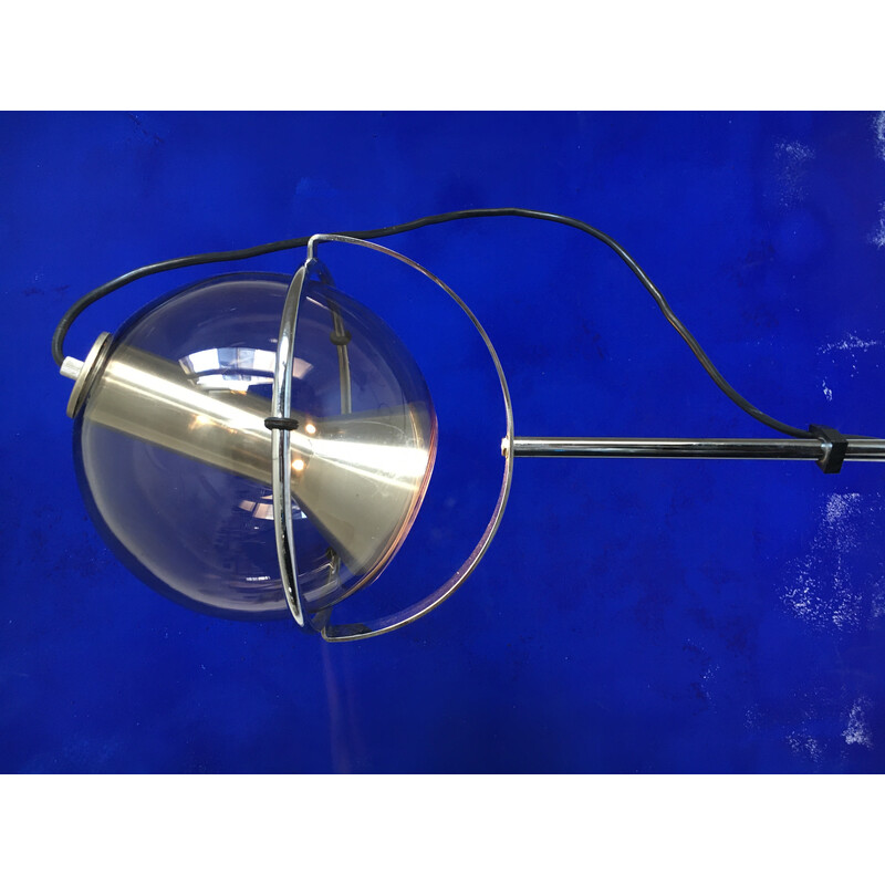 Vintage-Stehleuchte Ball aus Glas, Aluminium und verchromtem Metall von Frank Ligtelijn für Raak