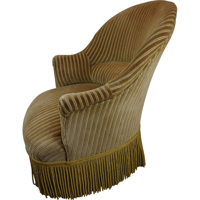 Vintage toad armchair with yellow fringes