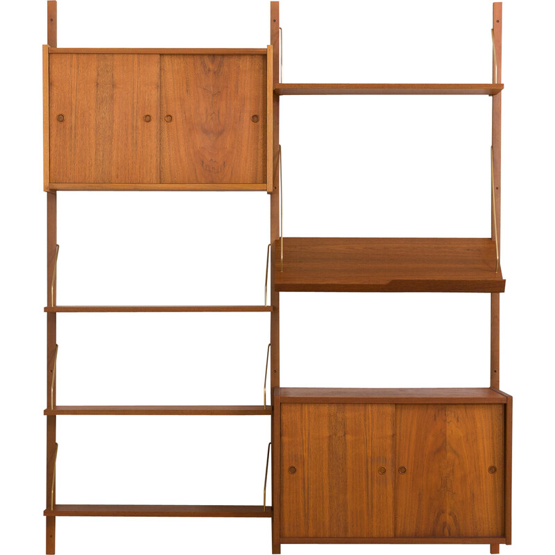 Vintage teak wall unit by Prebent Sorensen for Ps system, Denmark 1960s