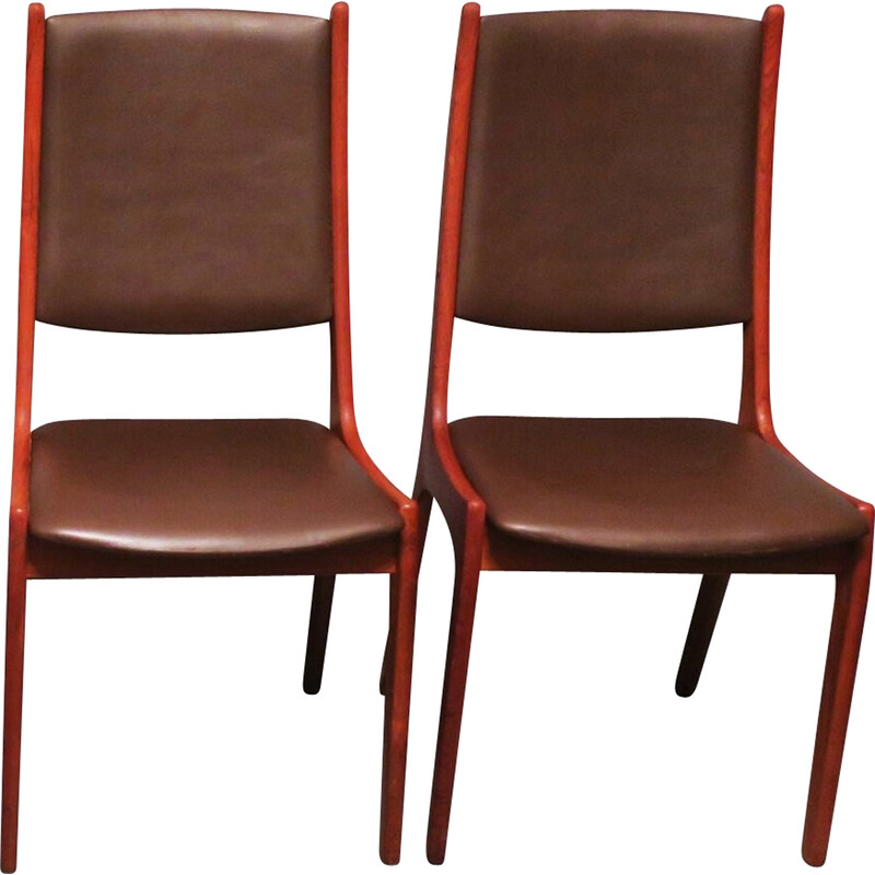 Pair of vintage Danish teak and leather chairs for Korup Stolefabrik Mobler, 1960s