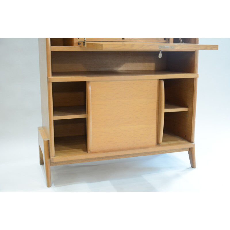 Vintage writing desk in wood with storage compartments - 1950s