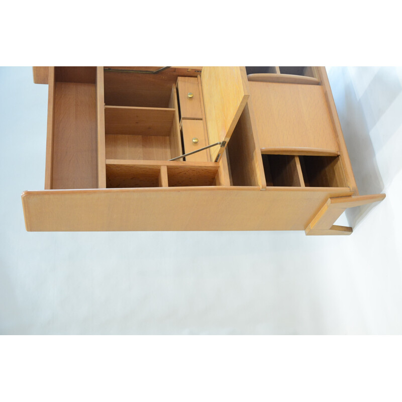 Vintage writing desk in wood with storage compartments - 1950s