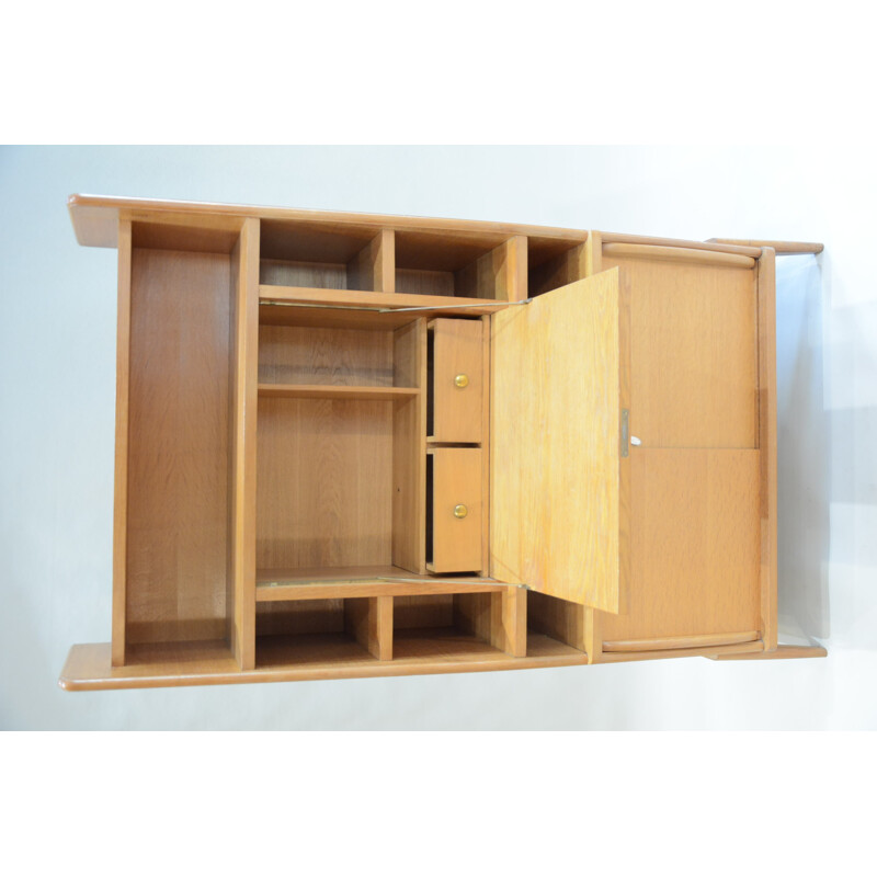 Vintage writing desk in wood with storage compartments - 1950s