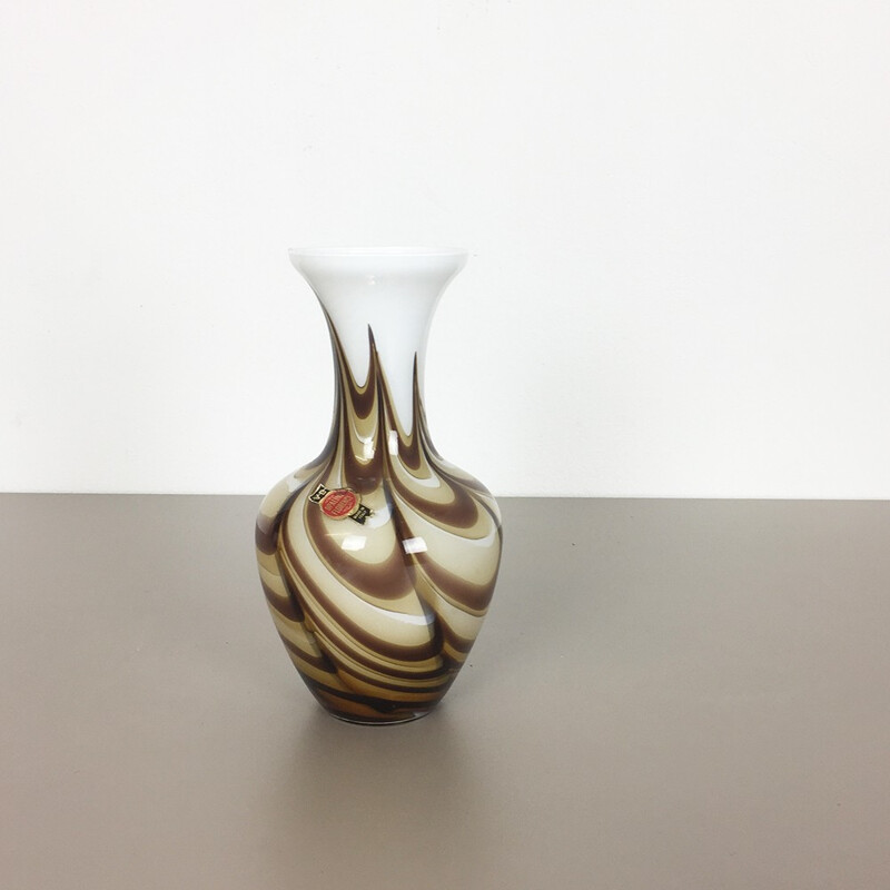 Vintage multi-colored glass vase by Carlo Moretti for Opaline Florence, Italy 1970