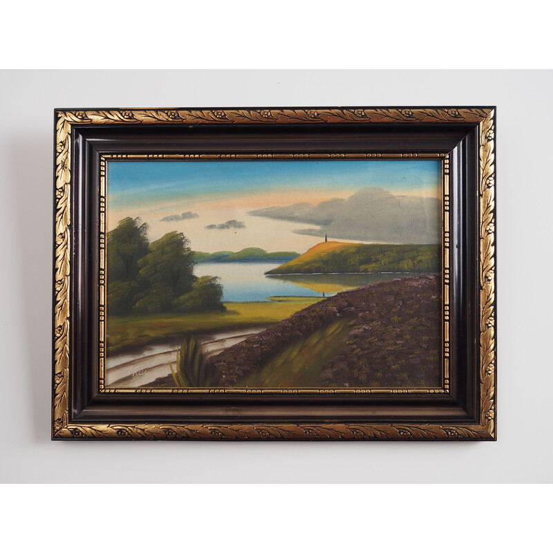 Vintage painting "The Landscape with Hills" by V. Kier, 1970s