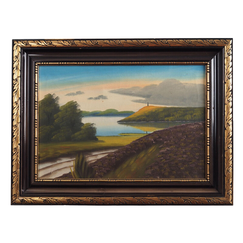 Vintage-Gemälde "Die Landschaft mit Hügeln" von V. Kier, 1970er Jahre