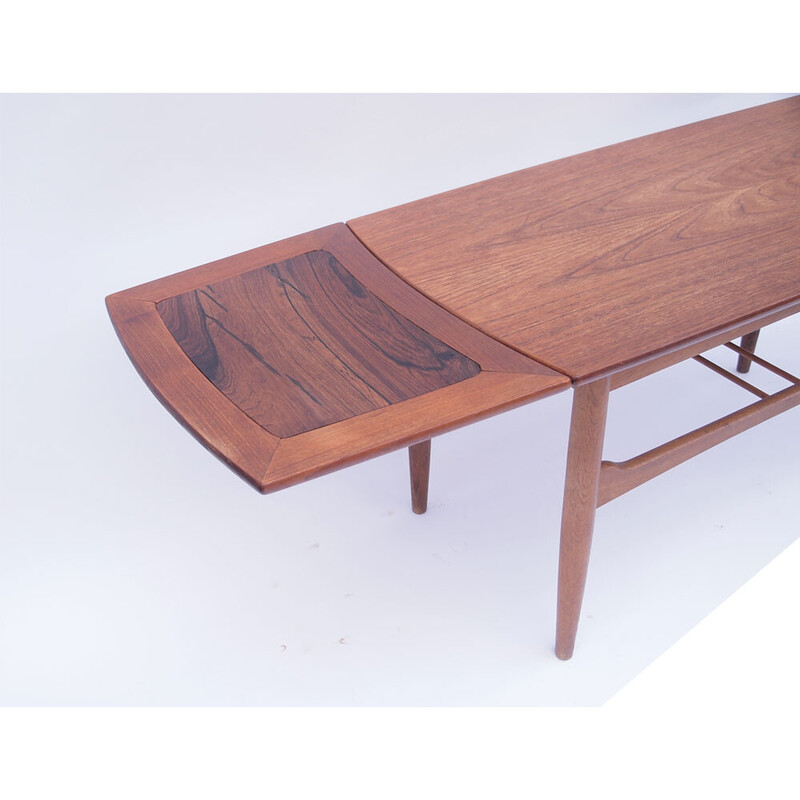 Table basse scandinave danoise vintage extensible en teck et palissandre, 1950-1960
