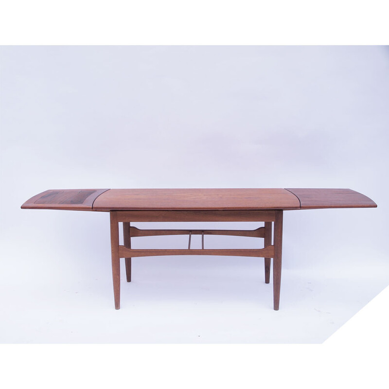 Table basse scandinave danoise vintage extensible en teck et palissandre, 1950-1960