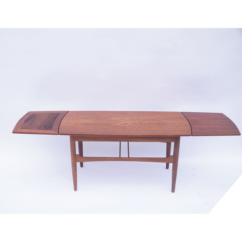 Mesa de café dinamarquesa escandinava de teca e pau-rosa, 1950-1960