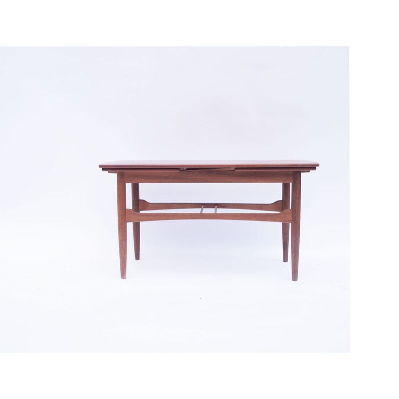 Table basse scandinave danoise vintage extensible en teck et palissandre, 1950-1960