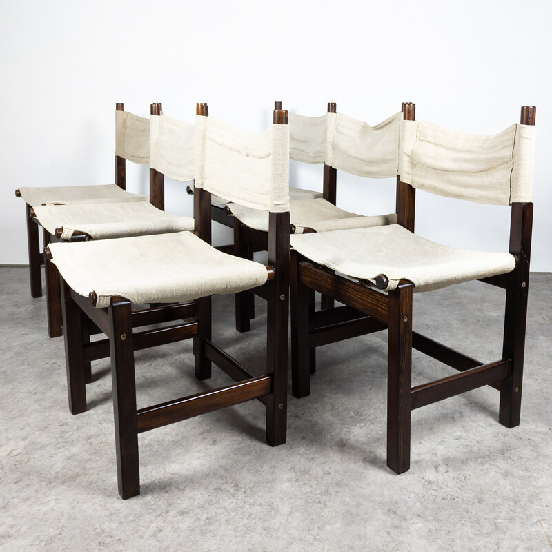 Set of 6 vintage safari chairs "Kotka" by Tomas Jelinek for Ikea, 1980