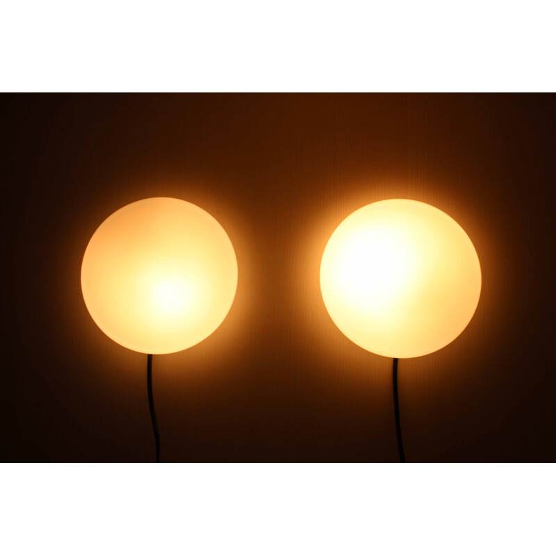 Pair of vintage wall lamps in opaline glass