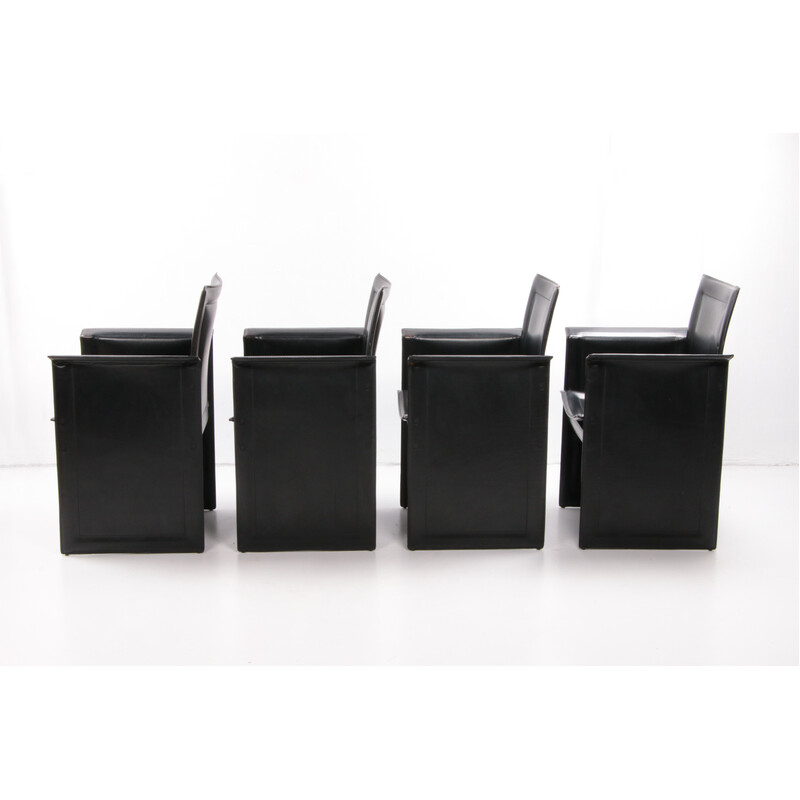Conjunto de 4 cadeiras de cabedal Solaria vintage por Arrben, Itália 1970