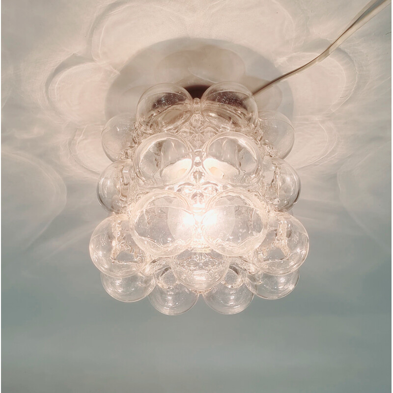 Lampada da soffitto in vetro a bolle d'aria della metà del secolo scorso di Helena Tynell per Limburg, Germania 1960