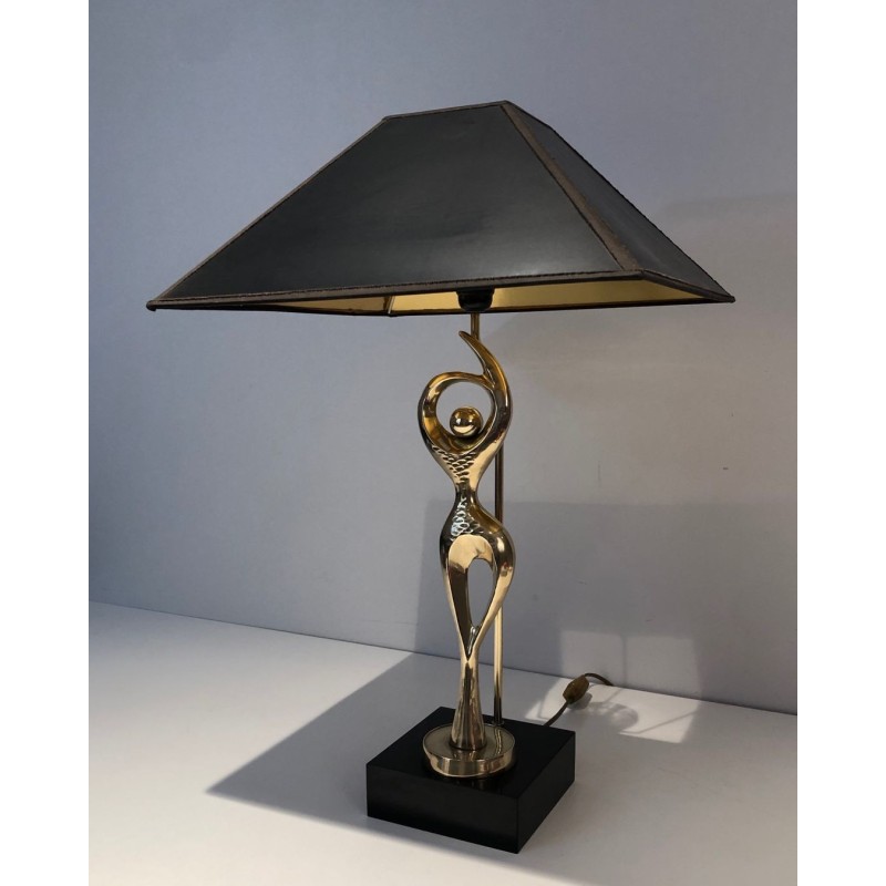 Lampe vintage en laiton représentant une danseuse stylisée, 1970