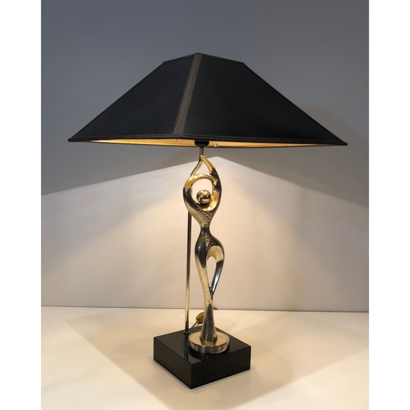 Lampe vintage en laiton représentant une danseuse stylisée, 1970