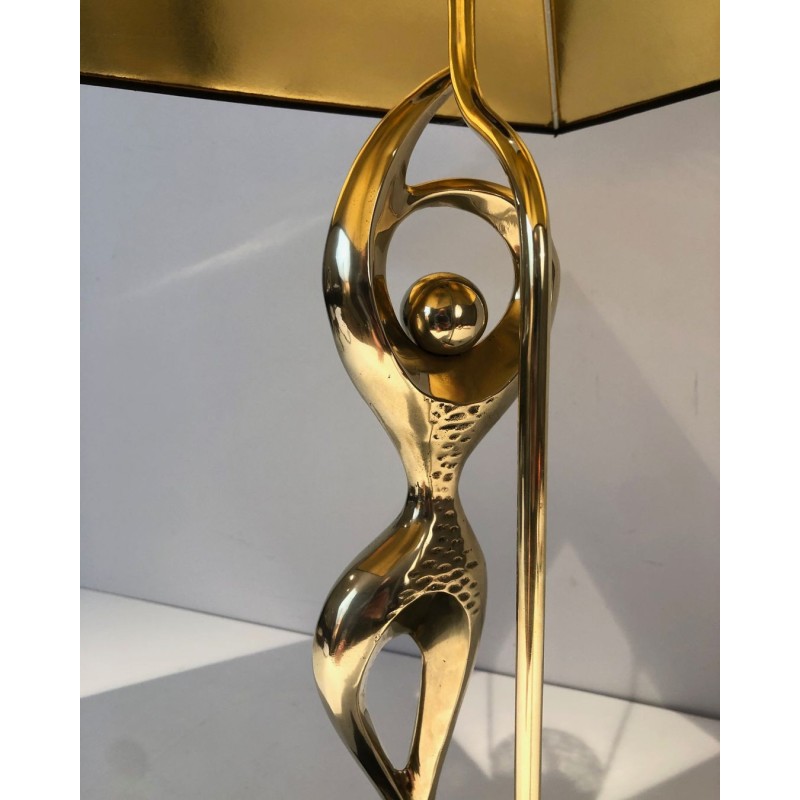 Vintage brass lamp representing a stylized dancer, 1970