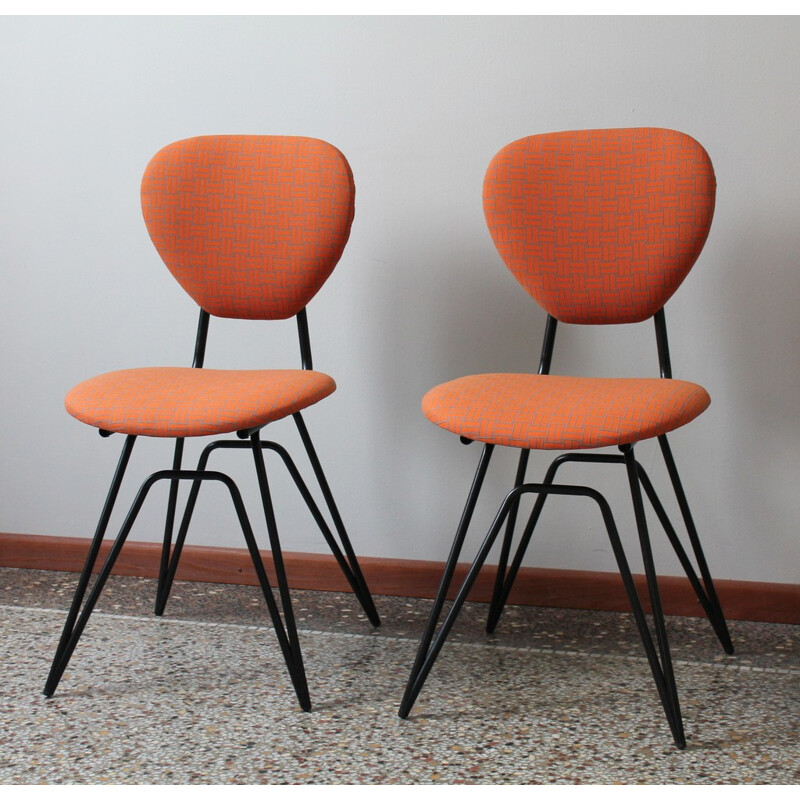 Paire de chaises vintage orange - 1950