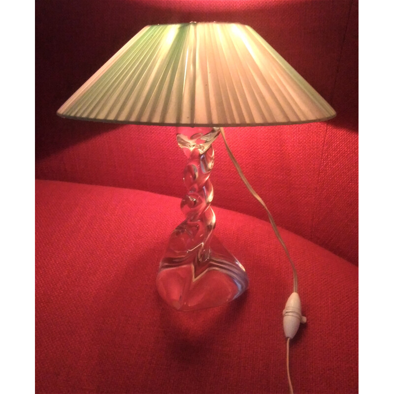 Vintage Lorrraine crystal lamp with pleated rhodoid shade, 1950