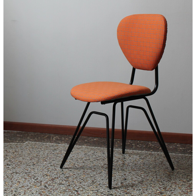 Pair of mid-century orange dining chairs - 1950s