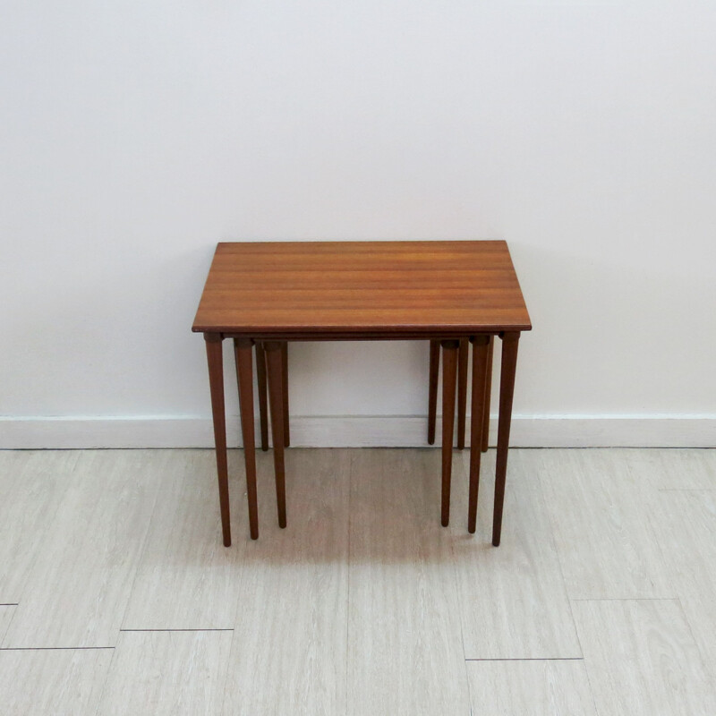 Set of 3 vintage nesting tables, Poul Hundevad - 1960s