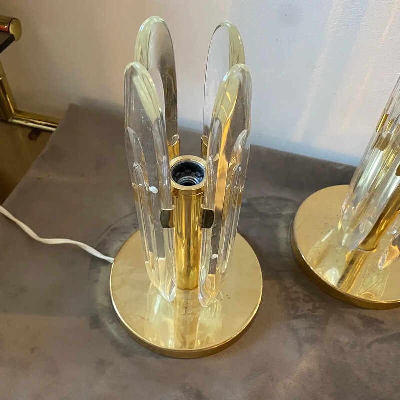 Pair of vintage Italian bed lamps by Gaetano Sciolari, 1970s