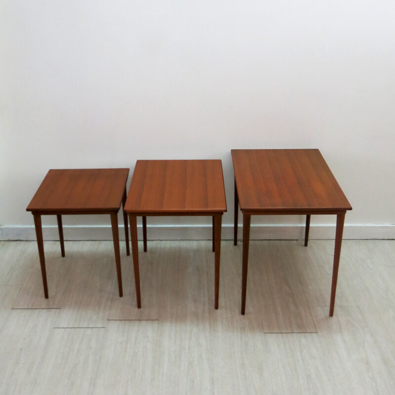 Set of 3 vintage nesting tables, Poul Hundevad - 1960s