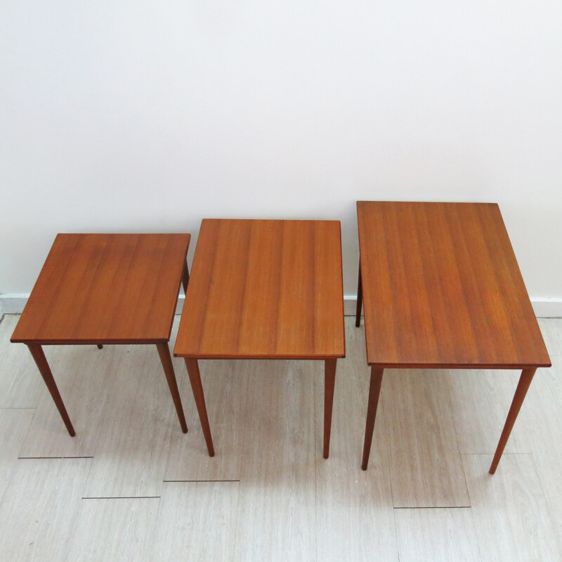 Set of 3 vintage nesting tables, Poul Hundevad - 1960s